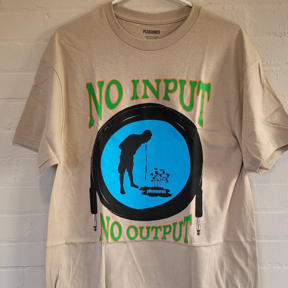 PLEASURES No Input No Output Graphic T-Shirt Large Beige Tan Audio Schematic